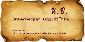 Unterberger Boglárka névjegykártya